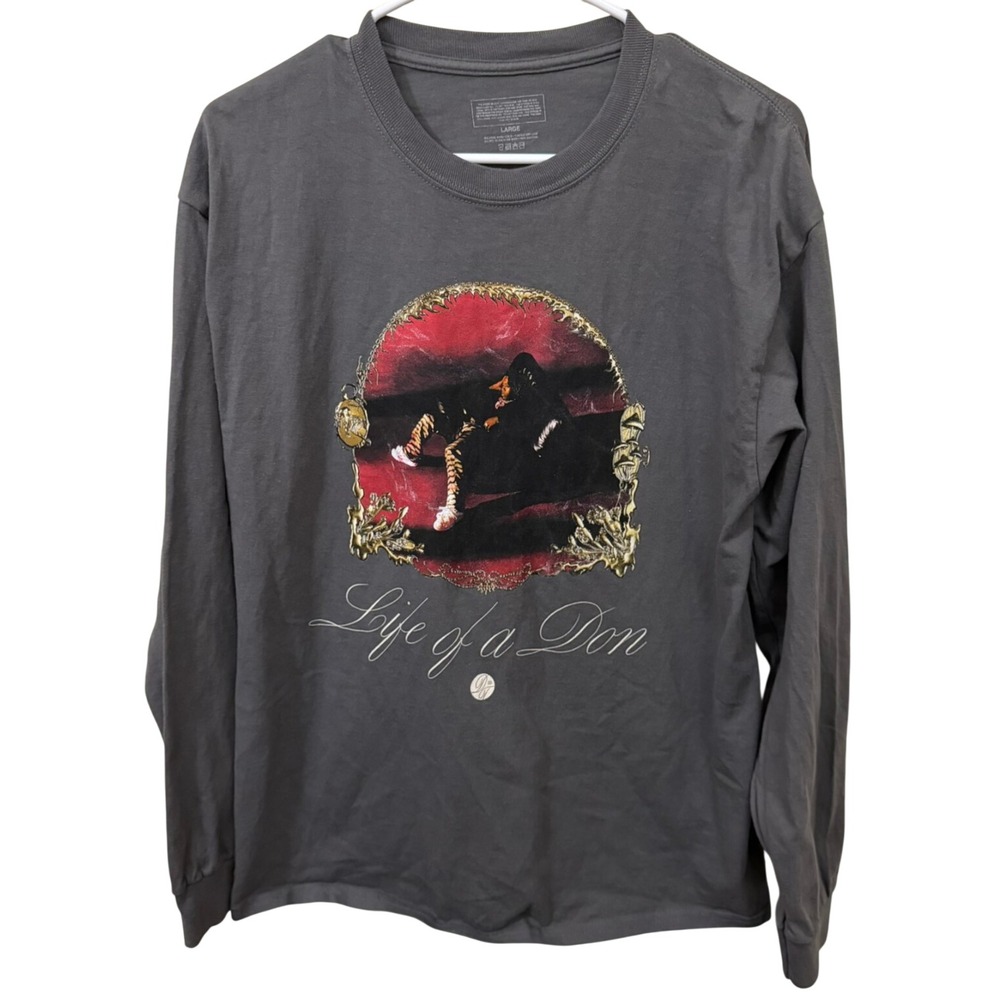 Don Toliver Life of a Don 2021 Tour Long Sleeve Graphic T-Shirt Gray Mens Large